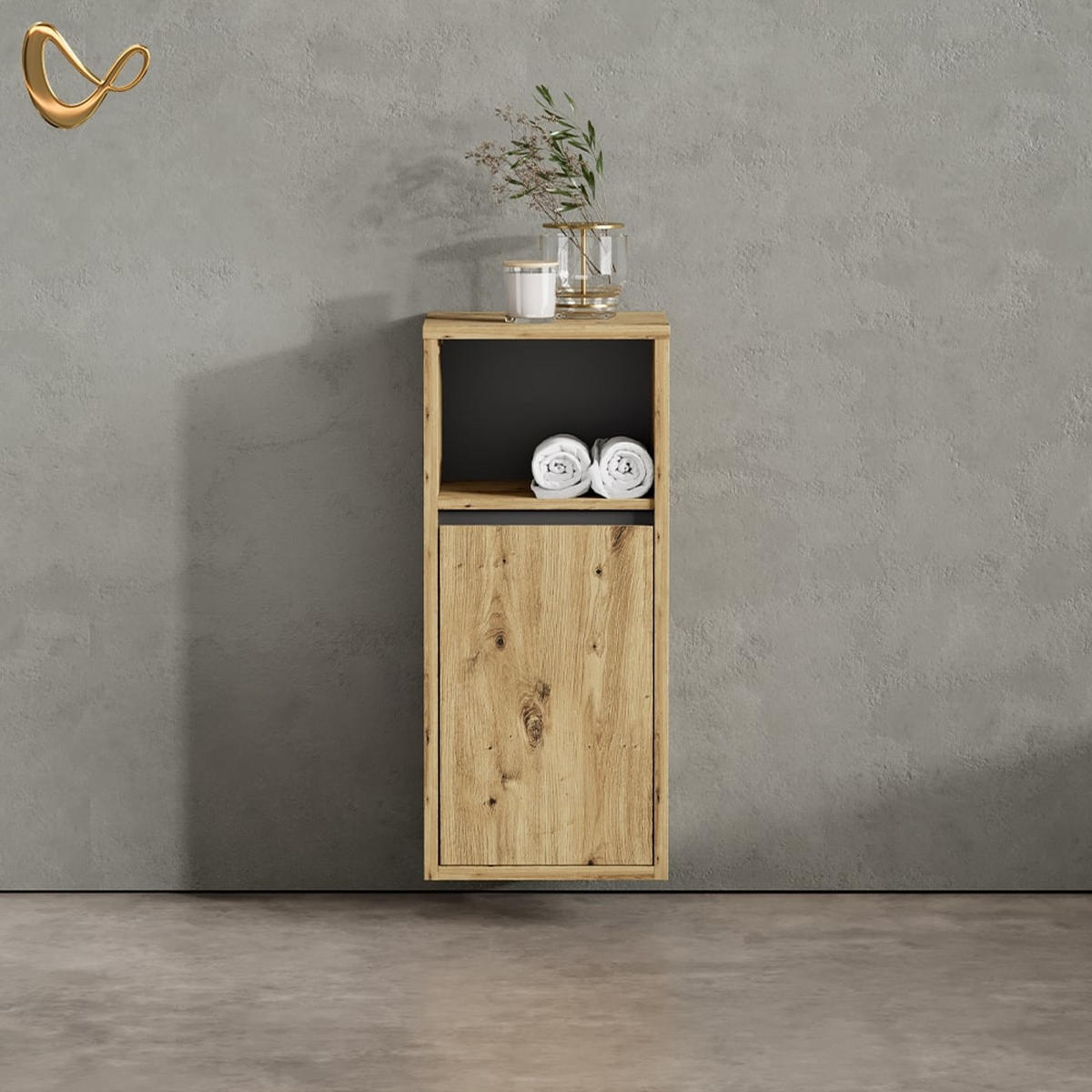 MIDISCHRANK Vomano Artisan-Eiche 38 x 80 cm - Eiche Artisan, Holzwerkstoff (38/80/33cm) - Livinity®