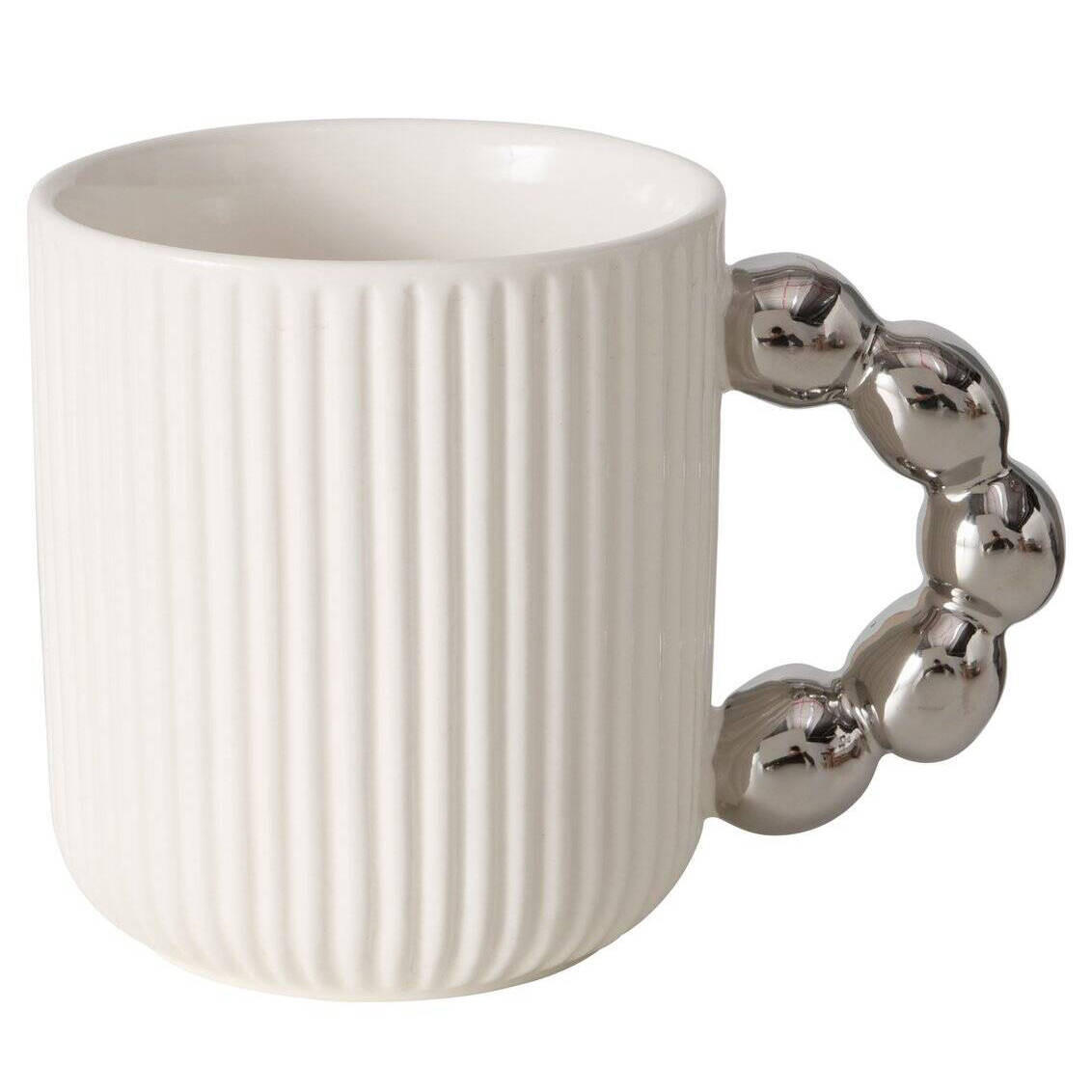 BECHER mit dekorativem Griff Javi - Weiß, Keramik (250L) - Boltze Home