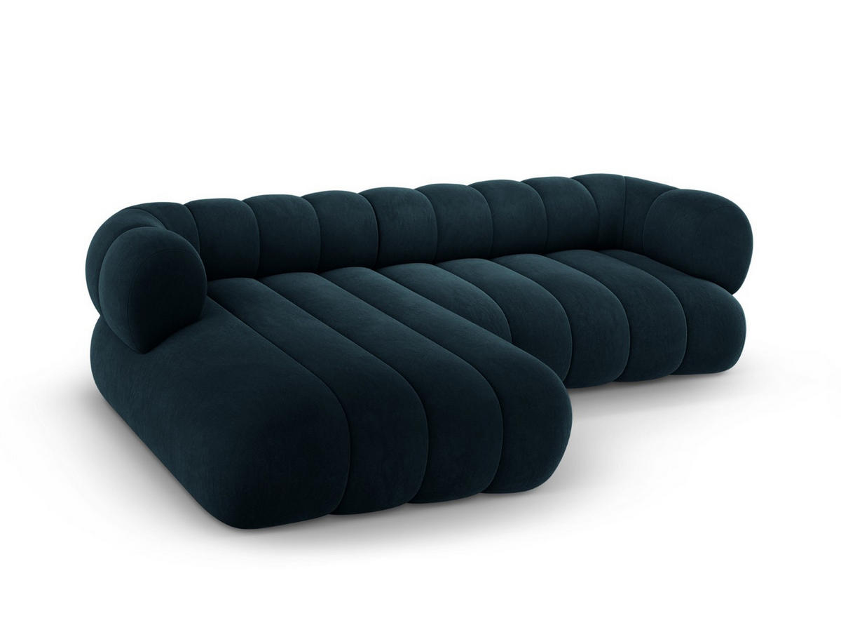 ECKSOFA links Koge aus Samt petrol 5 Sitzplätze - Petrol, Textil (165/270cm) - Cosmopolitan Design