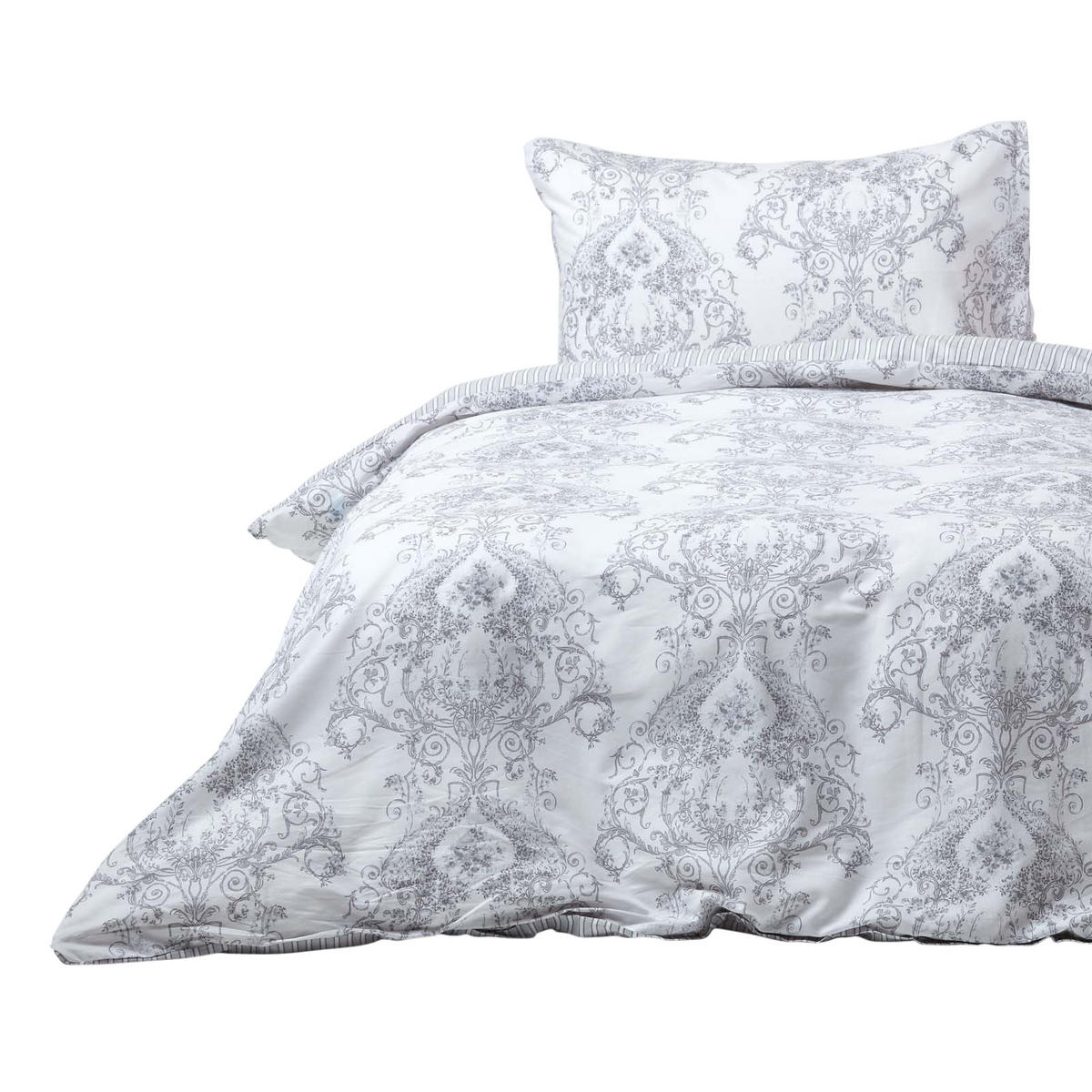 WENDEBETTWÄSCHE Toile-De-Jouy - Grau, Textil (135/200cm) - Homescapes