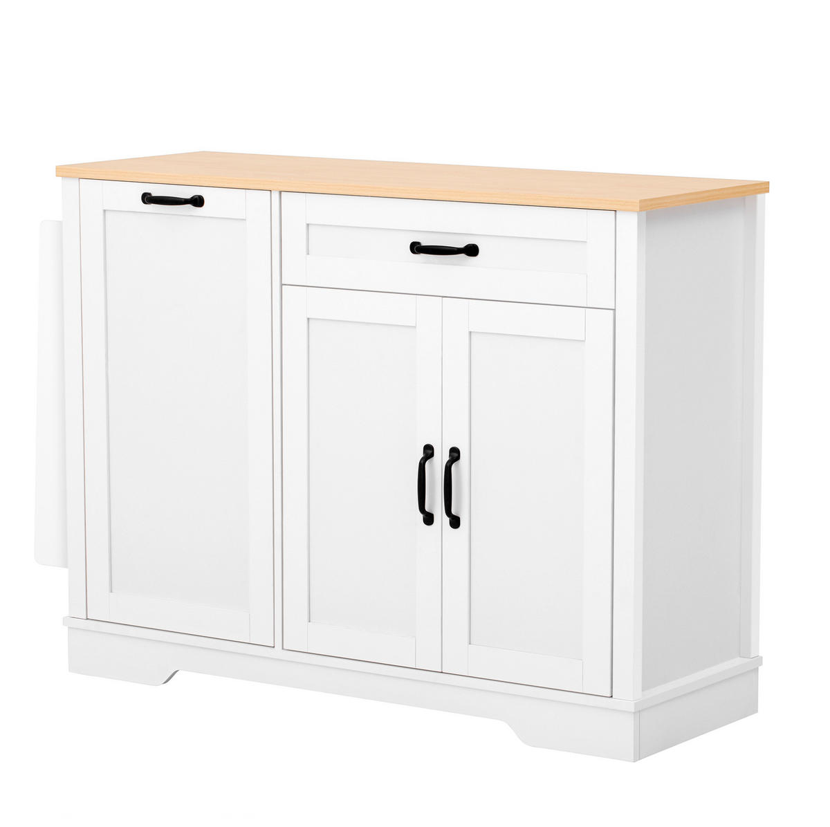KÜCHENINSEL 115/40/87 cm mit offenen Fächern, 2 Schubladen und MDF-Korpus in Holzoptik, Weiß - Weiß, Holzwerkstoff (115/87/40cm) - Redom