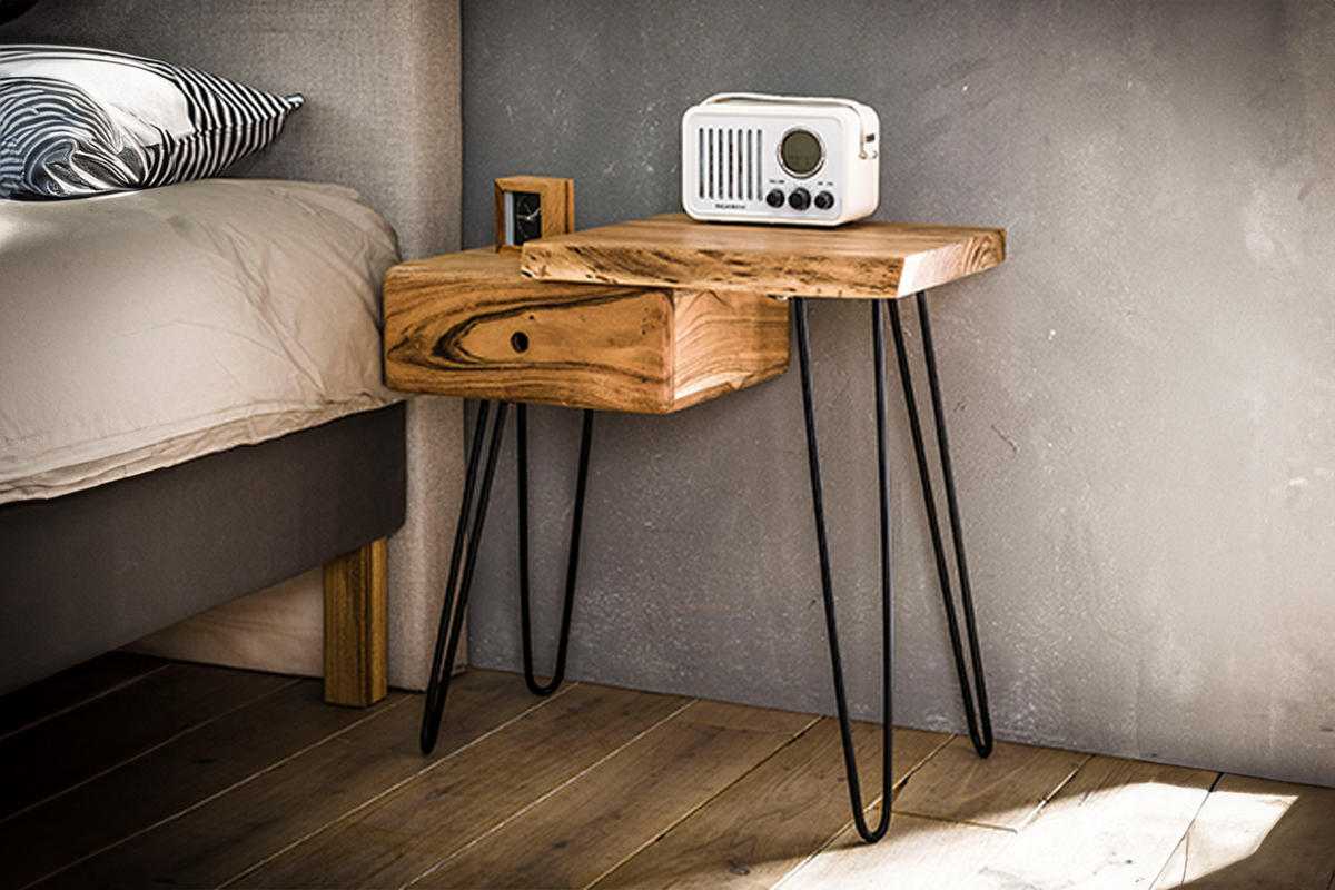 NACHTTISCH ERGEA Holz Akazie - Braun, Holz (60/59/32cm) - KAWOLA