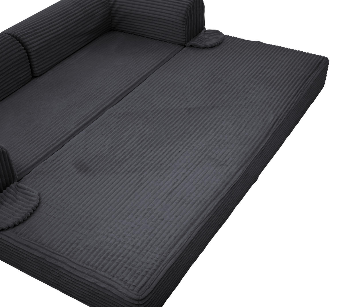 SCHLAFSOFA Cordstoff, 2-in-1 Klappsofa, 2-Sitzer, Sofabett 190×156 cm, Schwarz - Schwarz, Textil (190/65/78cm) - LVHOM