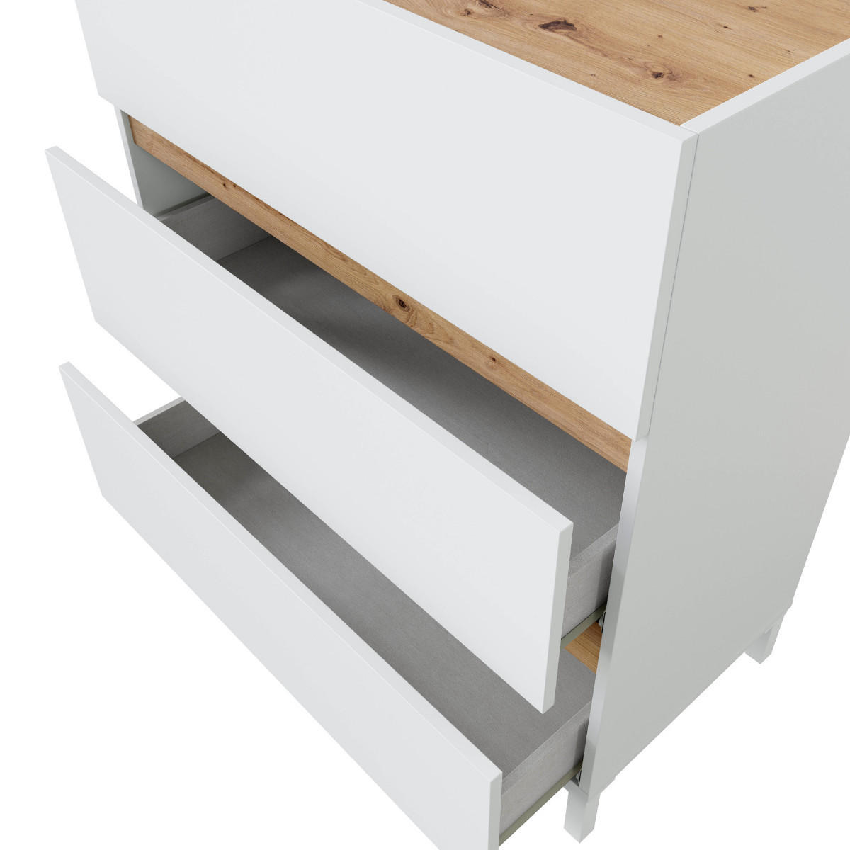 KOMMODE 3 schubladen in eichenoptik und weiß - tempus 79/41/90 cm - Apfelbaumfarben, Holzwerkstoff (41/90/79cm) - Calicosy
