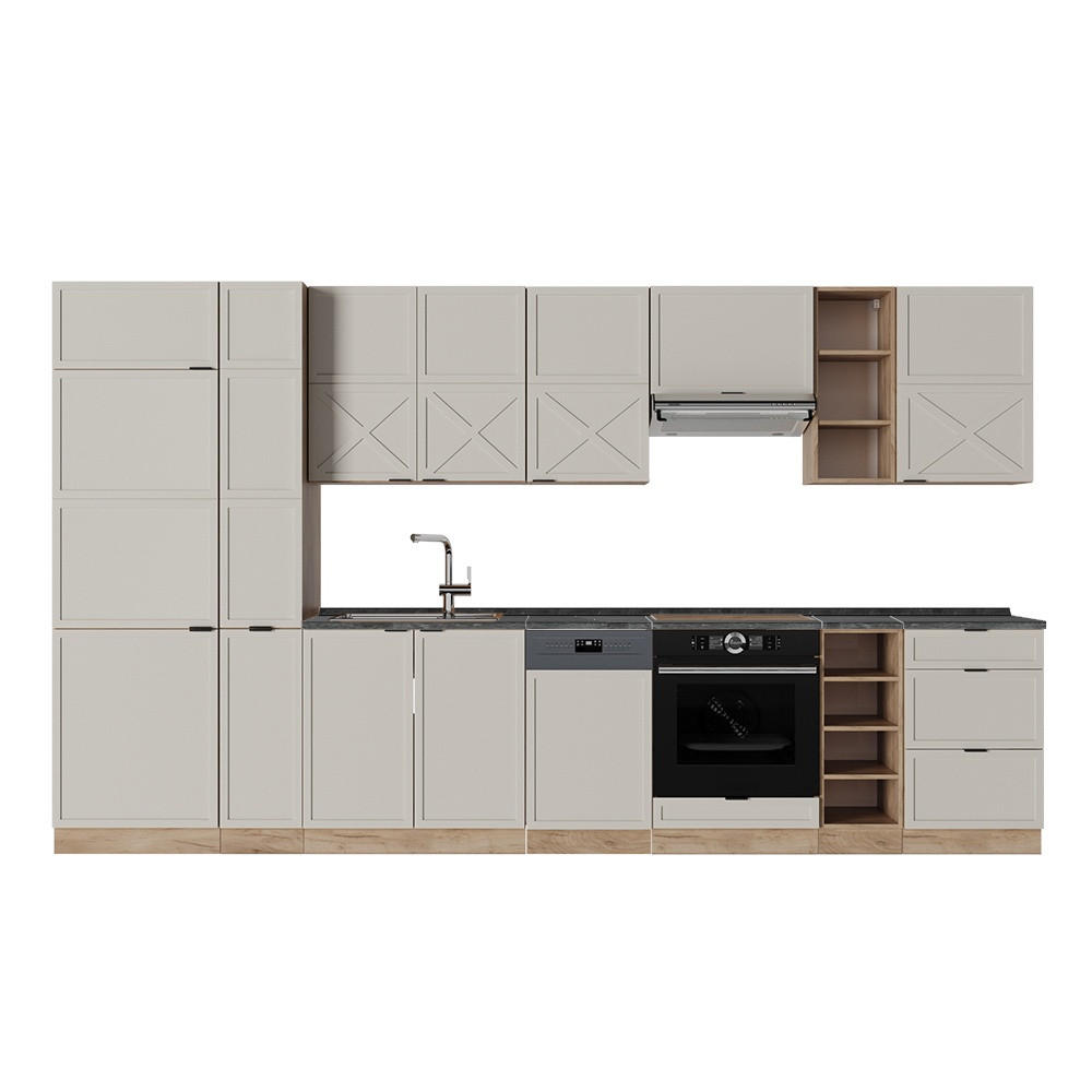 KITCHENETTE Fame-Line GriBej/Goldkraft Stejar 355 cm , AP Antracit