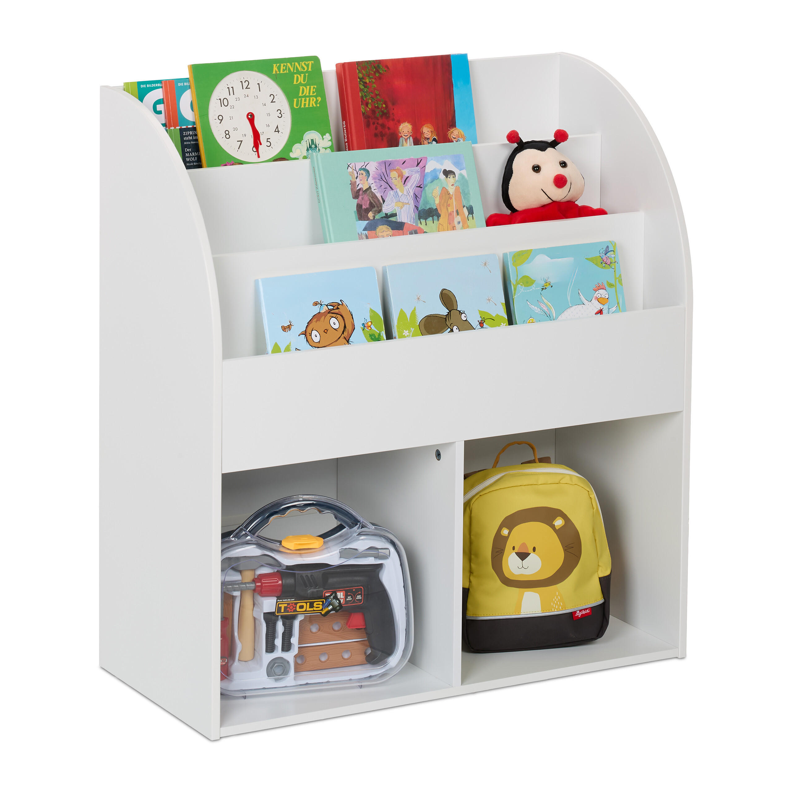 KINDERBÜCHERREGAL - Weiß, Holzwerkstoff (72/78.5/33.5cm) - Relaxdays