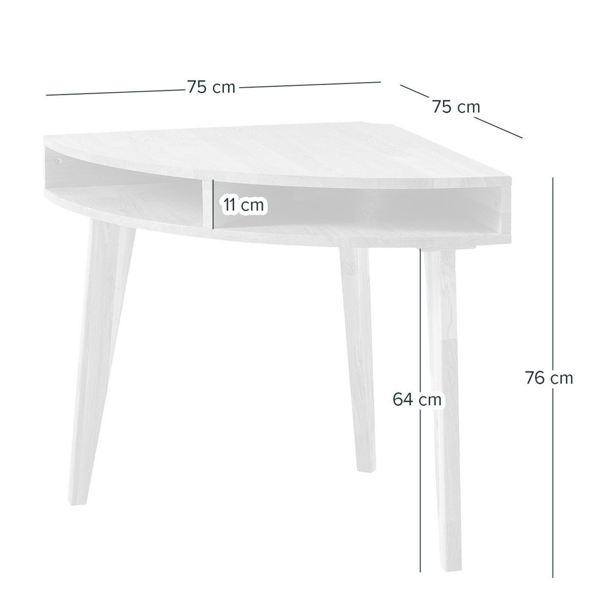 ECKSCHREIBTISCH - Eiche massiv - Eichefarben, Holz (75/75/76cm) - home24