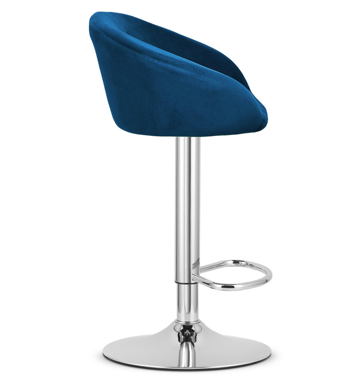 BARHOCKER 2-er Set EAST marineblauer Sitz, Chrombasis - Dunkelblau, Textil (53/103/46cm) - Valora