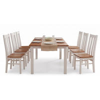 ESSZIMMER-SET Belluno Elegante 7-tlg Kiefer Weiß / Gebeizt Eiche 150-197 / 93 / 96cm - Eichefarben/Weiß, Holz (197/96/93cm) - Feldmann-Wohnen