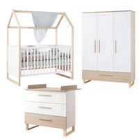 BABYZIMMER-SET Noah 3-teilig - Bett 70 x 140 cm - Kaschmir/Eichefarben, Holz/Holzwerkstoff (148/190/77cm) - Roba