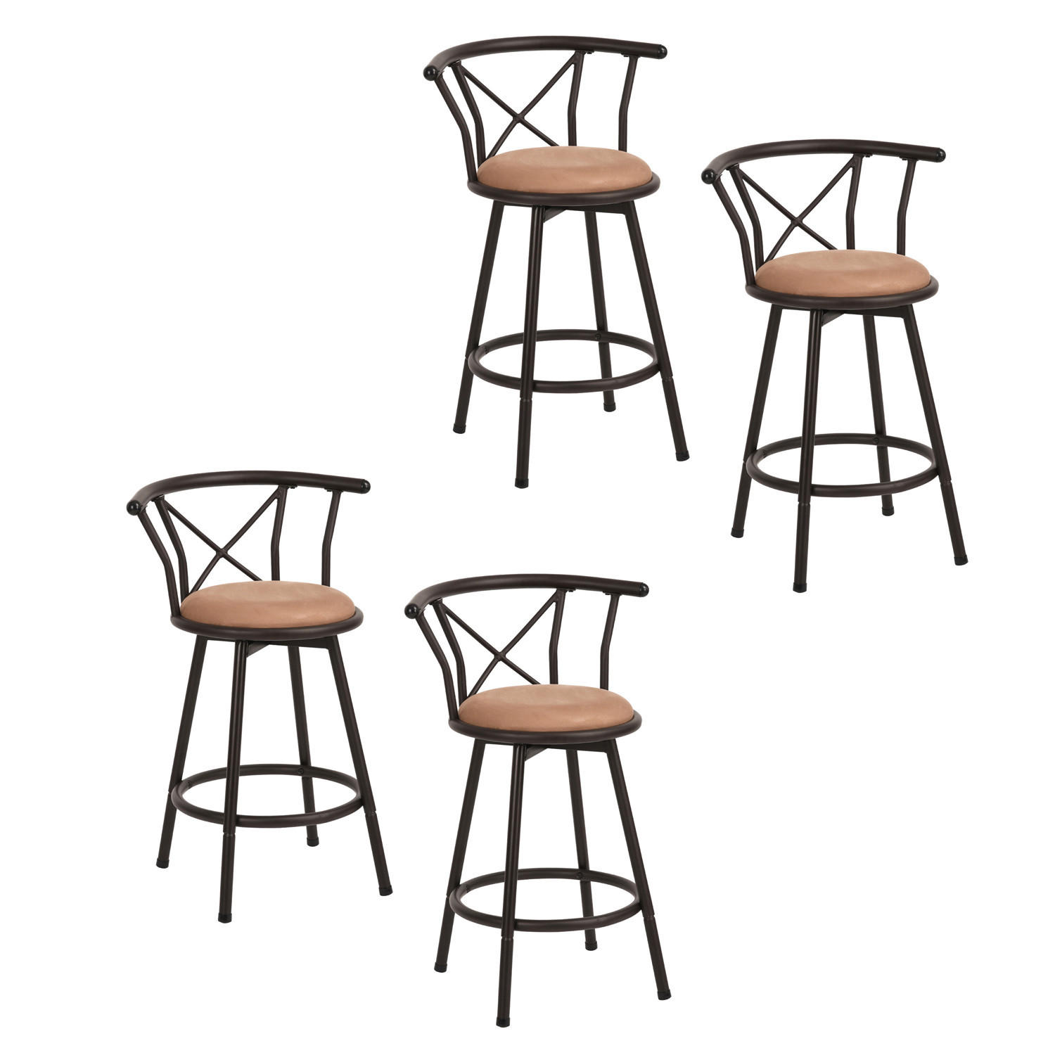 BARHOCKER, 4er-Set, Stoffbezug in Braun, Industrieller Stil - Braun, Metall (39/85/39.5cm) - Meubles Cosy