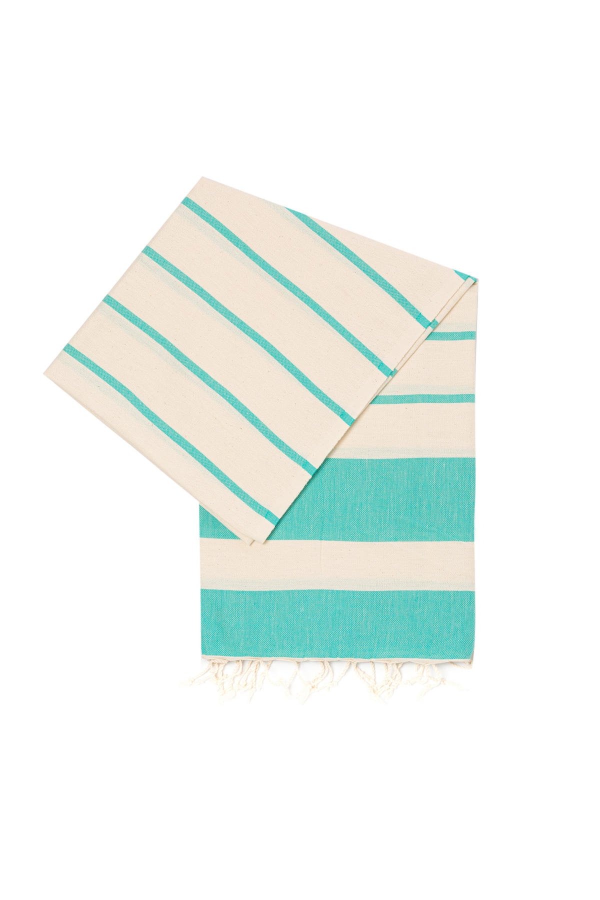 SAUNATUCH Strandtuch Hamamtuch Türkis Gestreift für Babys geeignet 100%Baumwolle - Türkis, Textil (100/180cm) - Villa Möbel