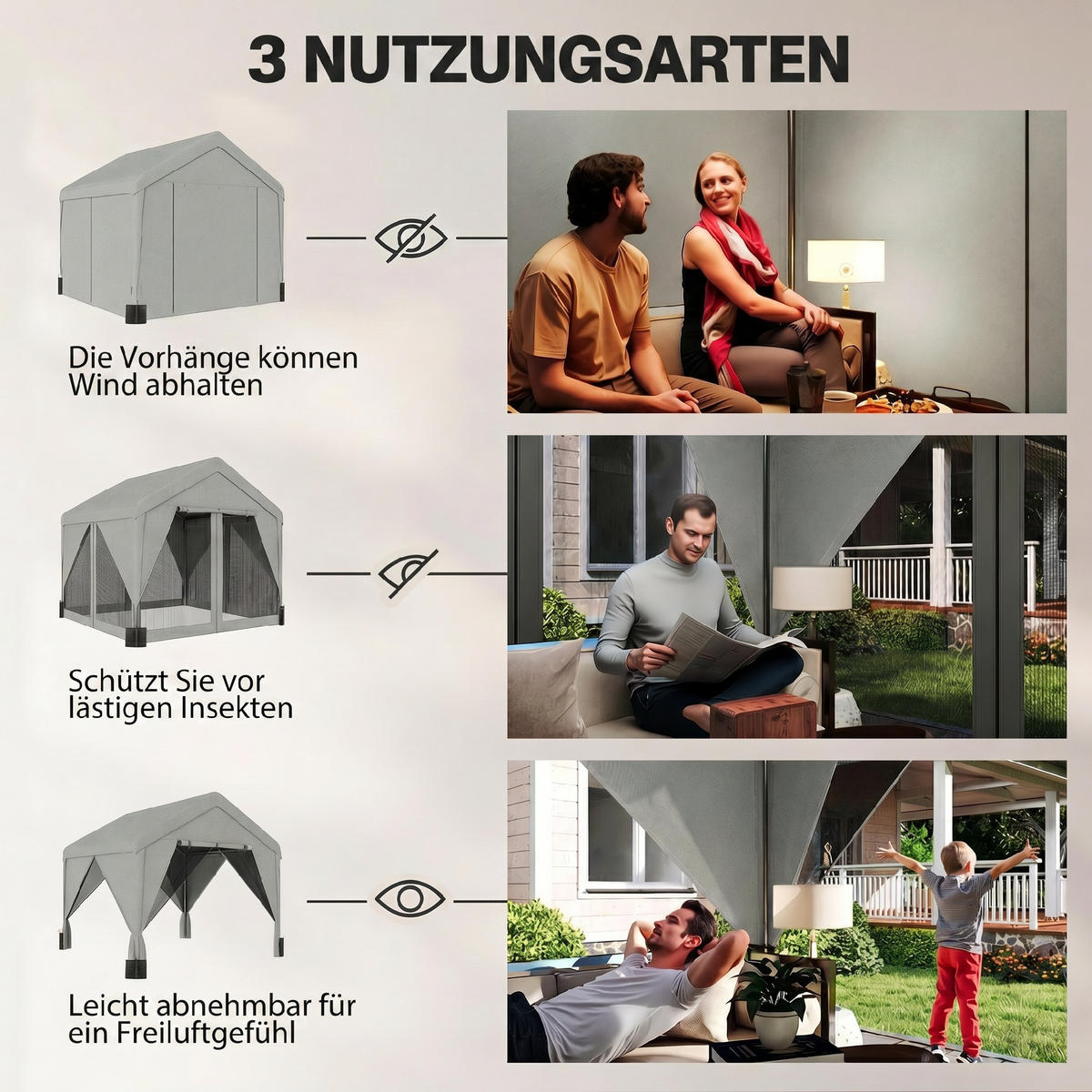 PAVILLON Grau 1 Stück - Grau, Metall (295/278/300cm) - GiPP