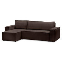 ECKSOFA Agi Braun 60 cm - Braun, Textil (244/83/142cm) - Pillovely