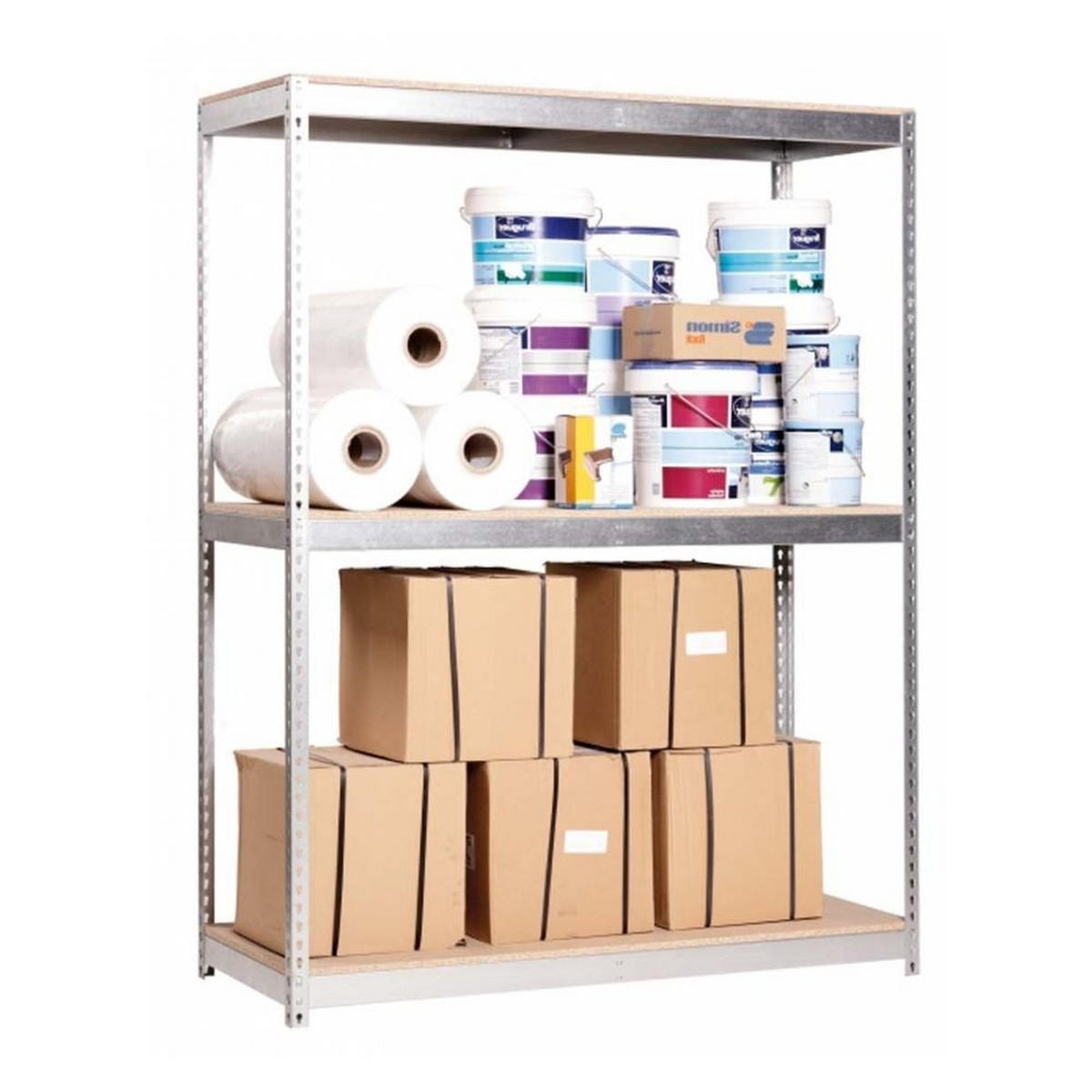 SCHWERLASTREGAL MID WOOD YETI THREE | HxBxT 150x120x60cm | Fachlast 400kg | Verzinkt - Silberfarben, Metall (120/150/60cm) - PROREGAL