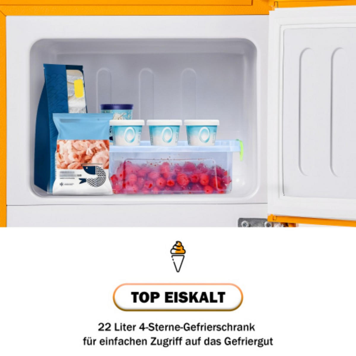 MINIKÜHLSCHRANK Antikgelb 88.8/45.5/42.5 cm 60L - Dunkelgelb, Kunststoff/Metall (45.5/42.5/88.8cm)
