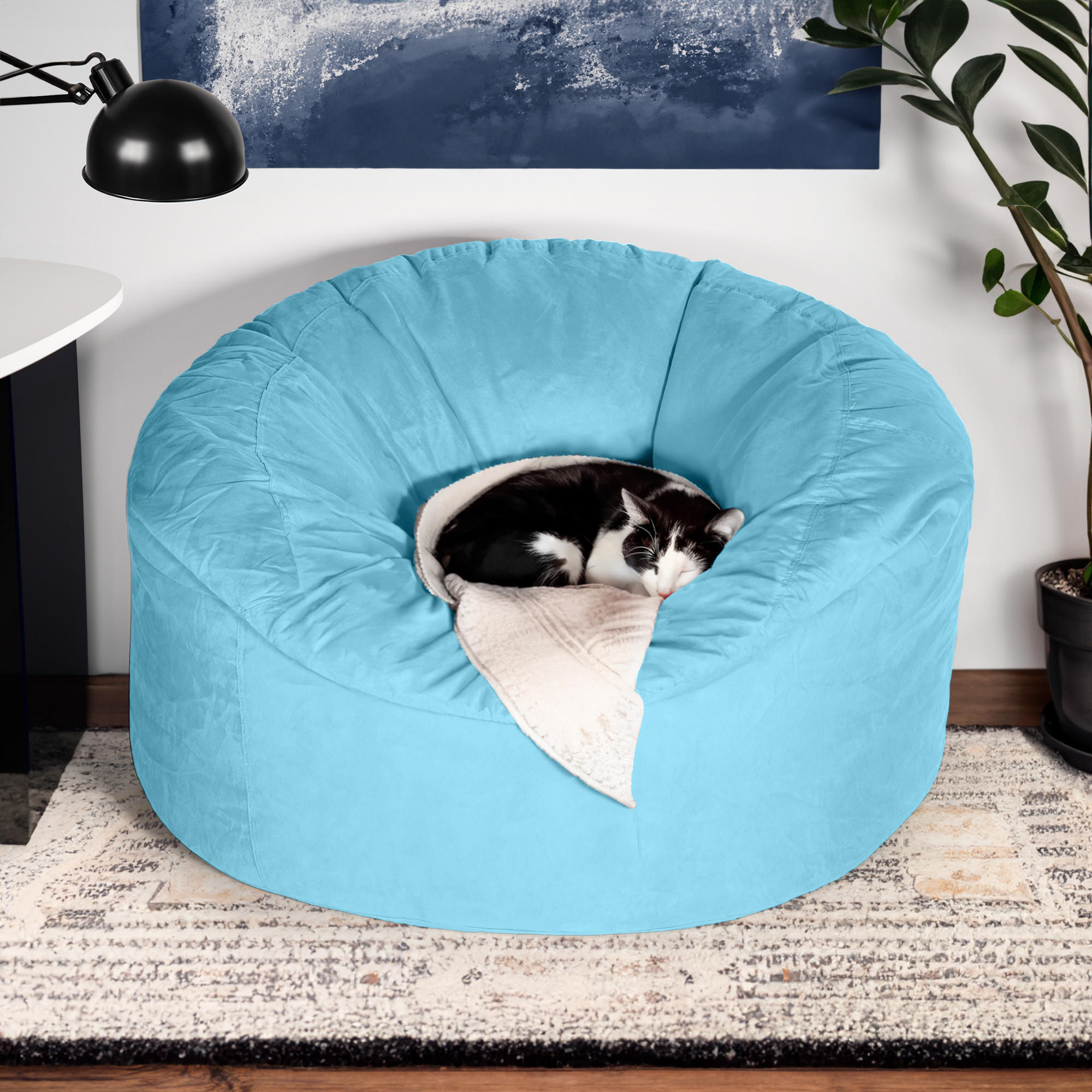 Thumbnail - Green Bean Riesen-Sitzsack, Hellblau, Textil, Rund, 120x70x120 cm, Hergestellt in Deutschland, Wohnzimmer, Hocker, Sitzs...