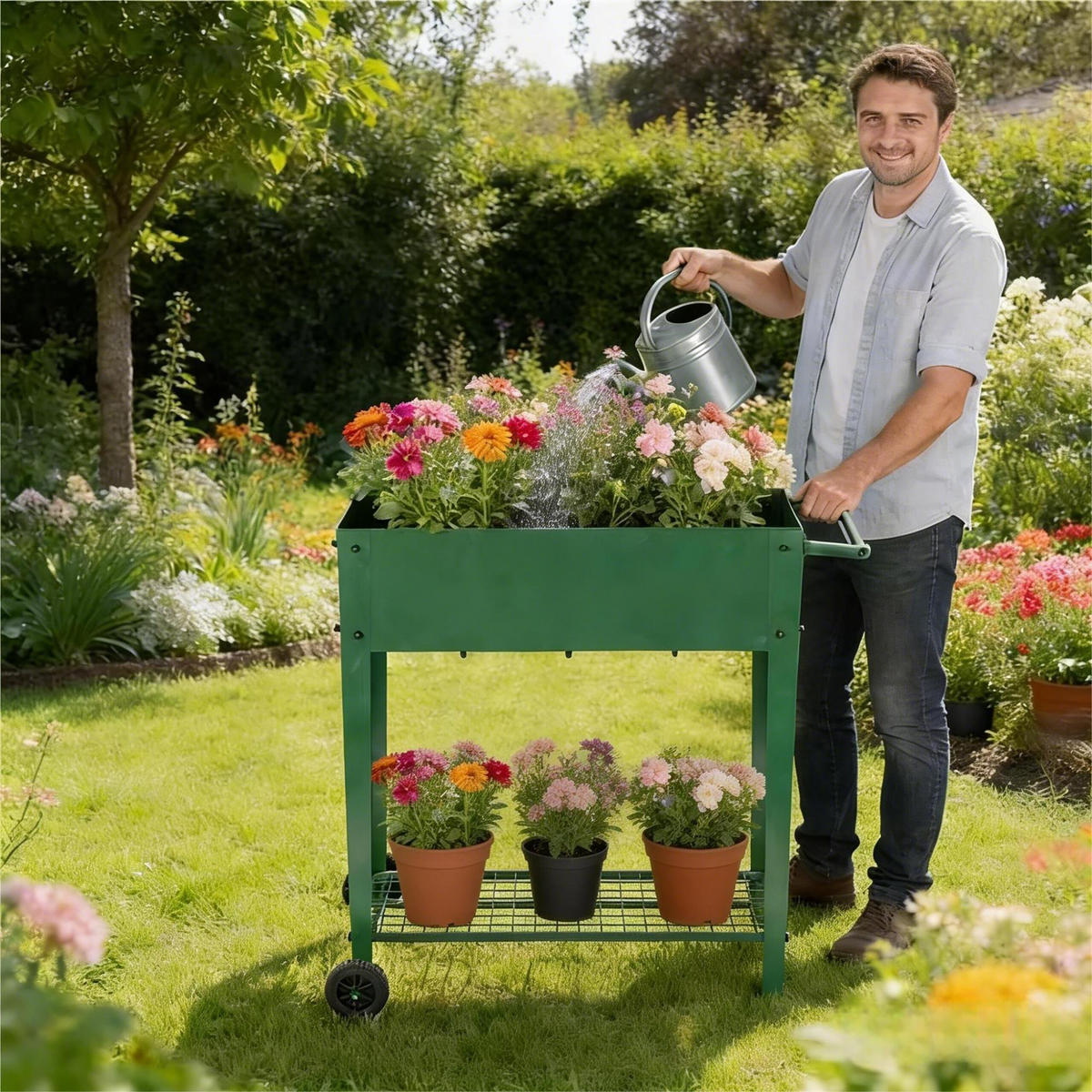 HOCHBEET - Grün, Kunststoff/Metall (85/80/50cm) - Relaxdays