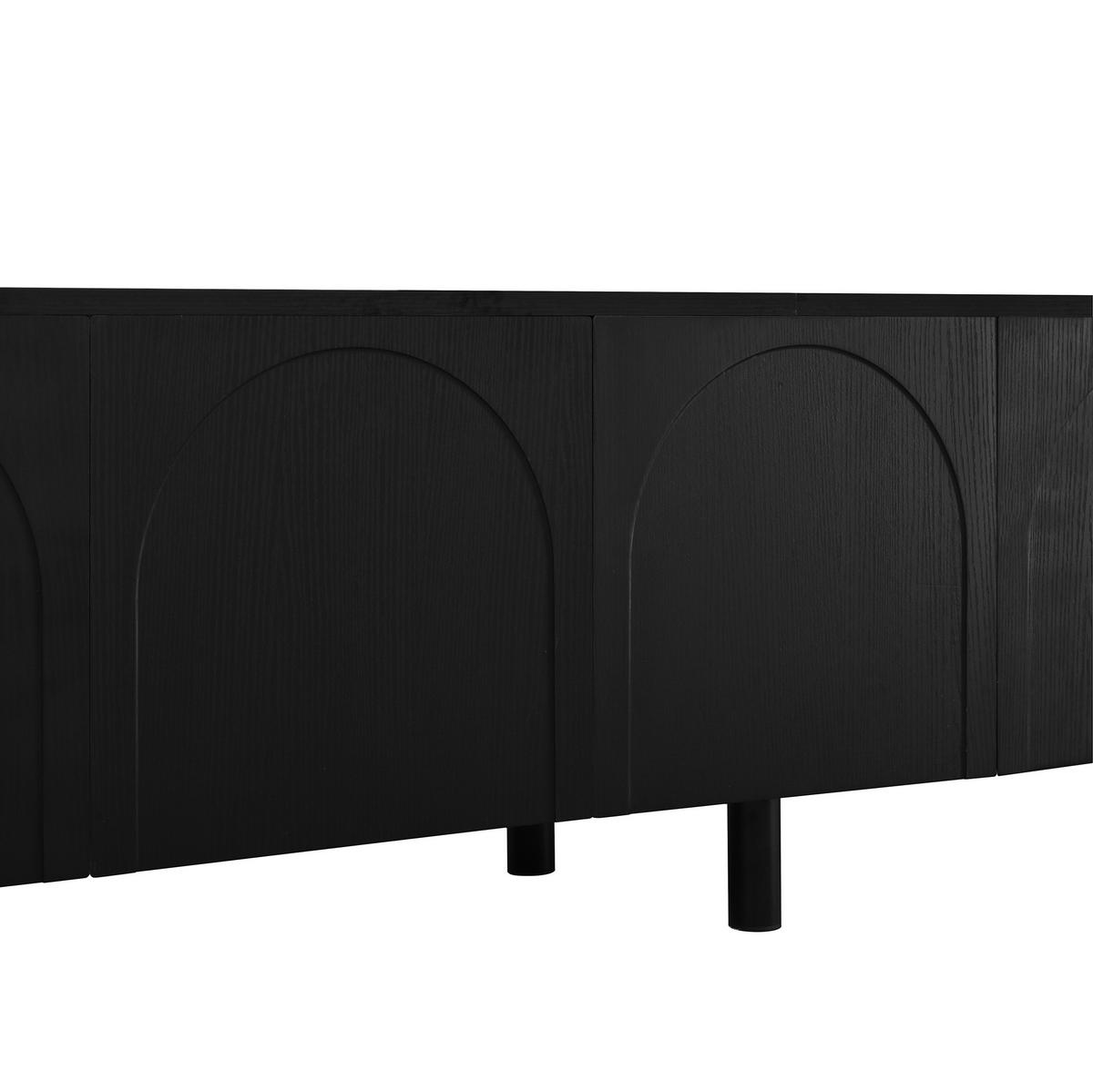LOWBOARD 180/38/45 cm schwarz aus MDF mit 5 Türen - Schwarz, Holzwerkstoff (180/45/38cm) - OKWISH