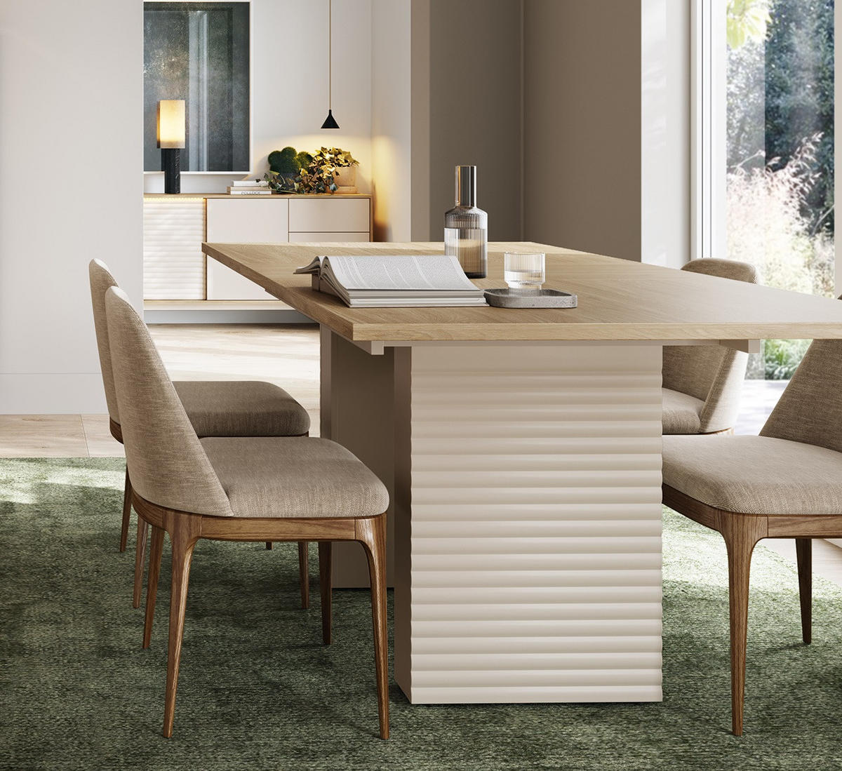 ESSTISCH rechteckig Eiche geölt - Cashmere ausziehbar - Eichefarben/Beige, Holzwerkstoff (90/140/75cm) - designimpex