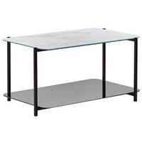 COUCHTISCH Marmor Optik Weiß/Schwarz rechteckig Gloster - Schwarz/Weiß, Glas (47/77/40cm) - Beliani