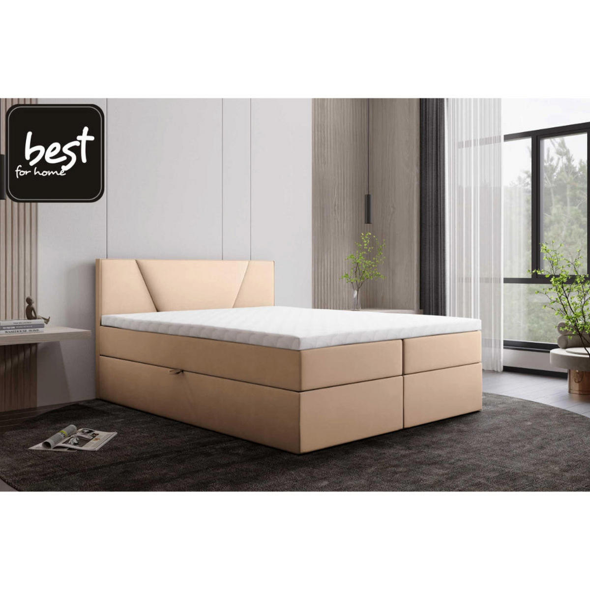BOXBETT Jubilee Bonellfederkern inkl. Topper - Hellgelb, Holz/Holzwerkstoff (160/200cm) - Best For Home