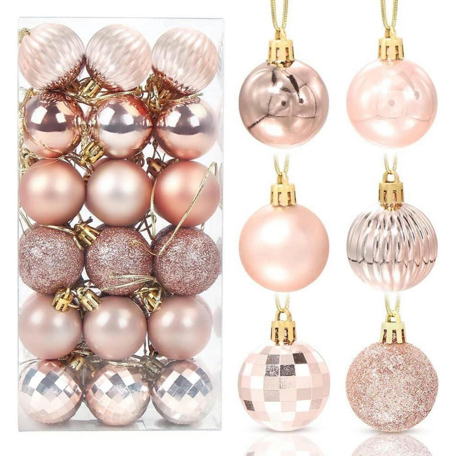 WEIHNACHTSKUGELN 36-teiliges Set Kunststoff 4 cm Roségold - Pink, Kunststoff (4/4/4cm)