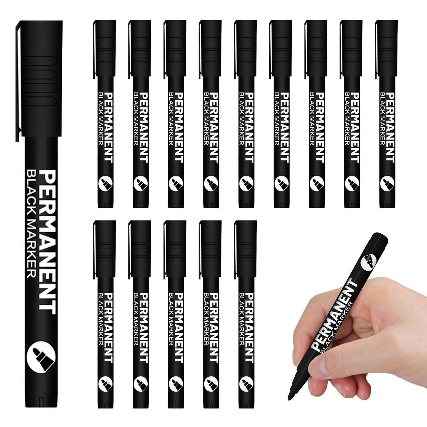 ACRYLSTIFTE 15-teiliges Set Schwarz 1mm Rundspitze - Schwarz, Kunststoff (1.1/1.1/14.1cm)