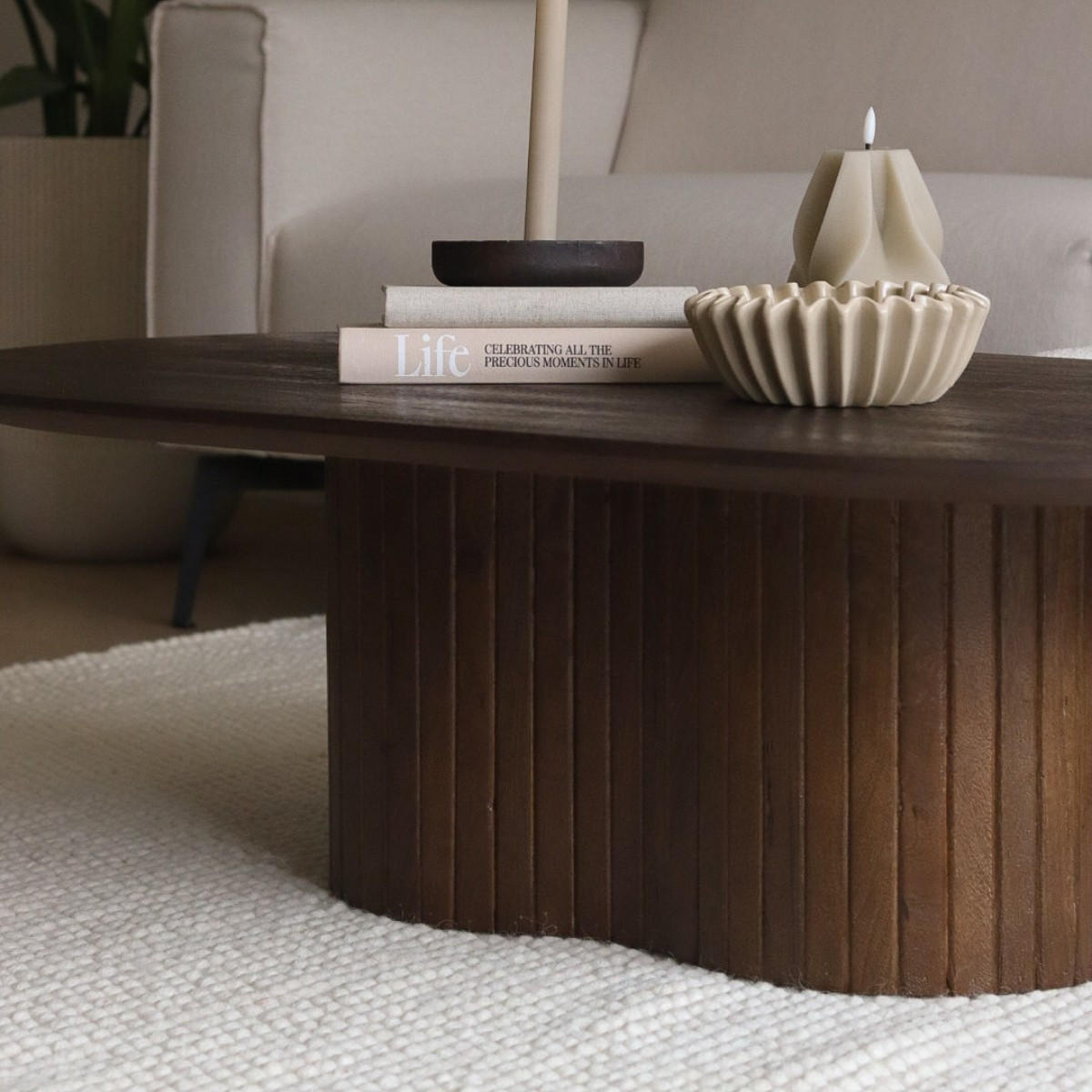 COUCHTISCH Oval 120cm aus Mangoholz, Dunkelbraun - Dunkelbraun, Holz (120/70/35cm) - Giga Meubel