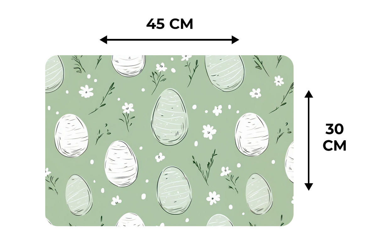 PLATZSETS 6er-Set Grün - Eier - Muster Unterlage 45x30 cm - Waldgrün, Kunststoff (0.3/45/30cm) - MuchoWow