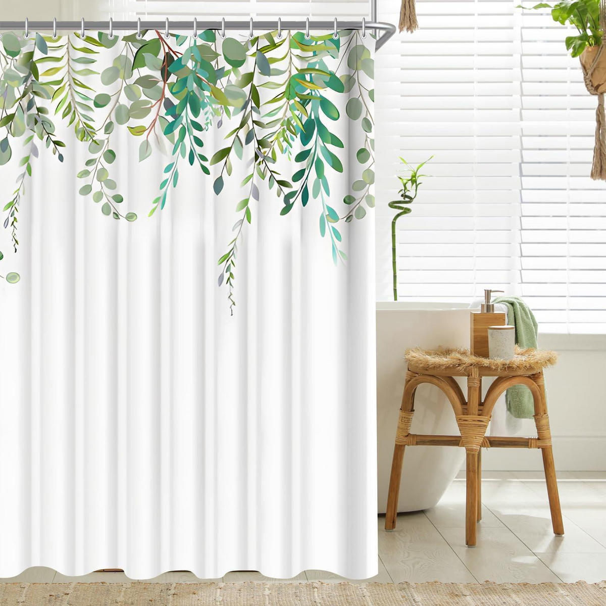 DUSCHVORHANG Grün Blätter 200 x 200 cm - Grün, Textil (200/200cm)