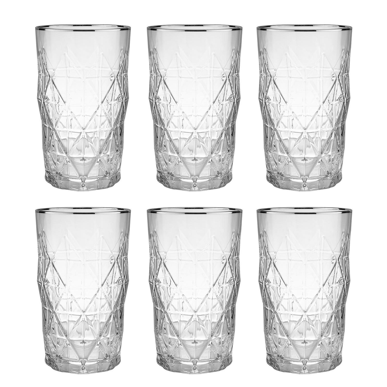 LONGDRINKGLAS (6er Set) Upscale - Silberfarben, Glas (0.46L) - Butlers
