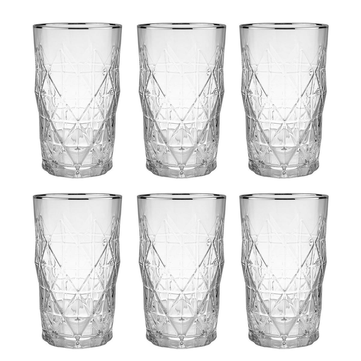LONGDRINKGLAS (6er Set) Upscale - Silberfarben, Glas (0.46L) - BUTLERS