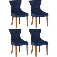 WOHNZIMMERSTUHL 4er Set Samt Blau - Blau/Naturfarben, Holz/Textil (51/90/59cm) - CLP