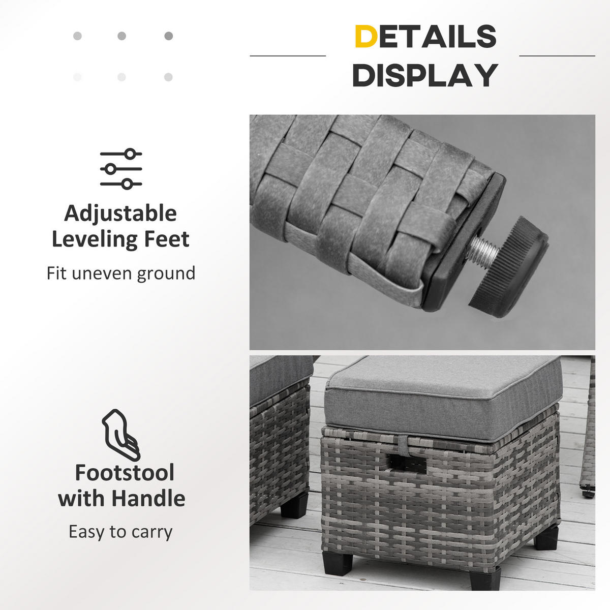 GARTENMÖBEL Set, Verzinkter Stahl, Grau - Grau, Metall - Outsunny
