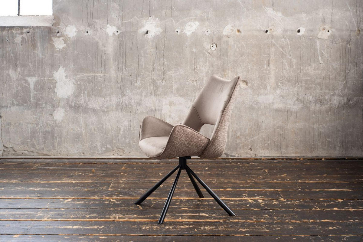 ESSZIMMERSTUHL VELO Steingrau Webstoff - Greige/Schwarz, Kunststoff/Textil (57/89/61cm) - KAWOLA