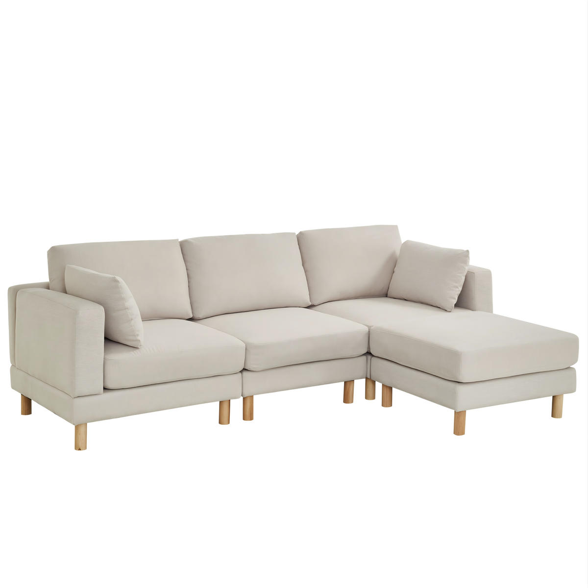 KUTNA garnitura 235/152/78 cm s otomanom, modularna lijevo/desno, skandinavski dizajn, Bež - bež, plastika (235/152cm) - Redom