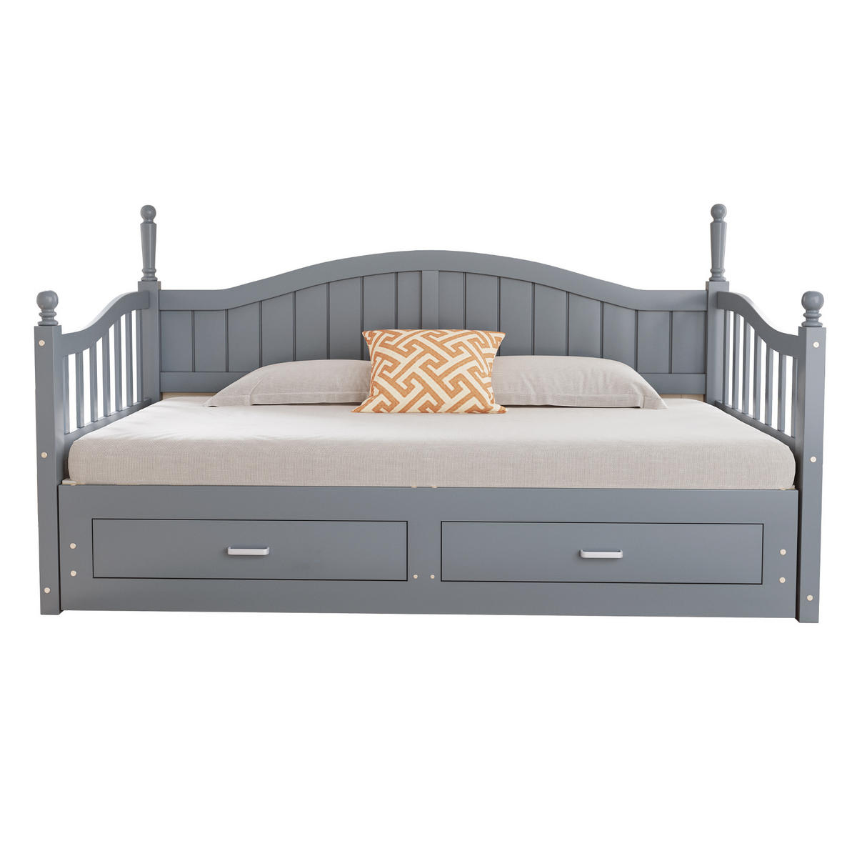 SCHLAFSOFA aus Kiefernholz 90x190 cm Grau, ausziehbar auf 180x190 cm mit Schubladen - Grau, Holzwerkstoff (90/190cm) - IVMEU
