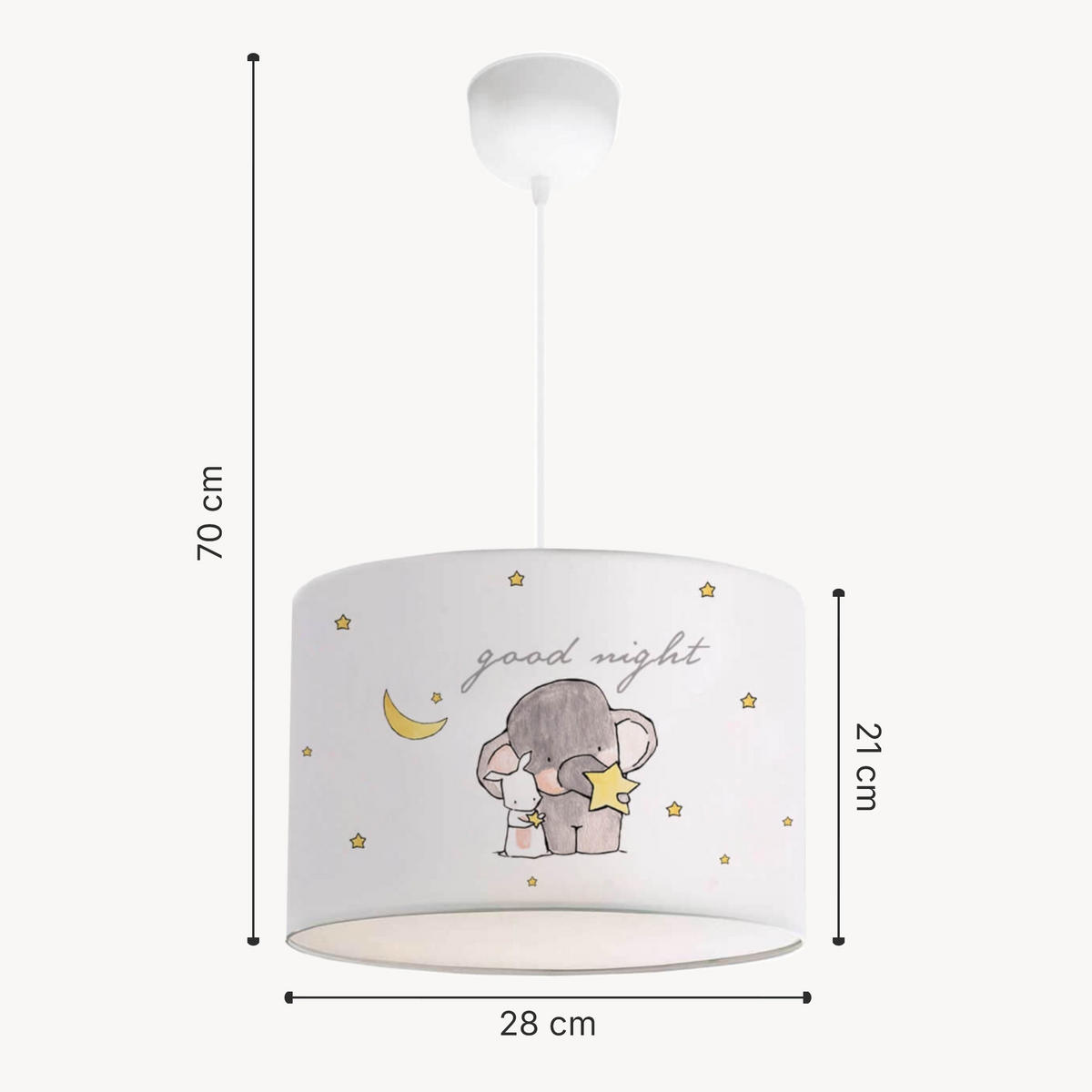 KINDERHÄNGELEUCHTE Rugby - Weiß/Grau, Textil (28/28/70cm) - lux.pro