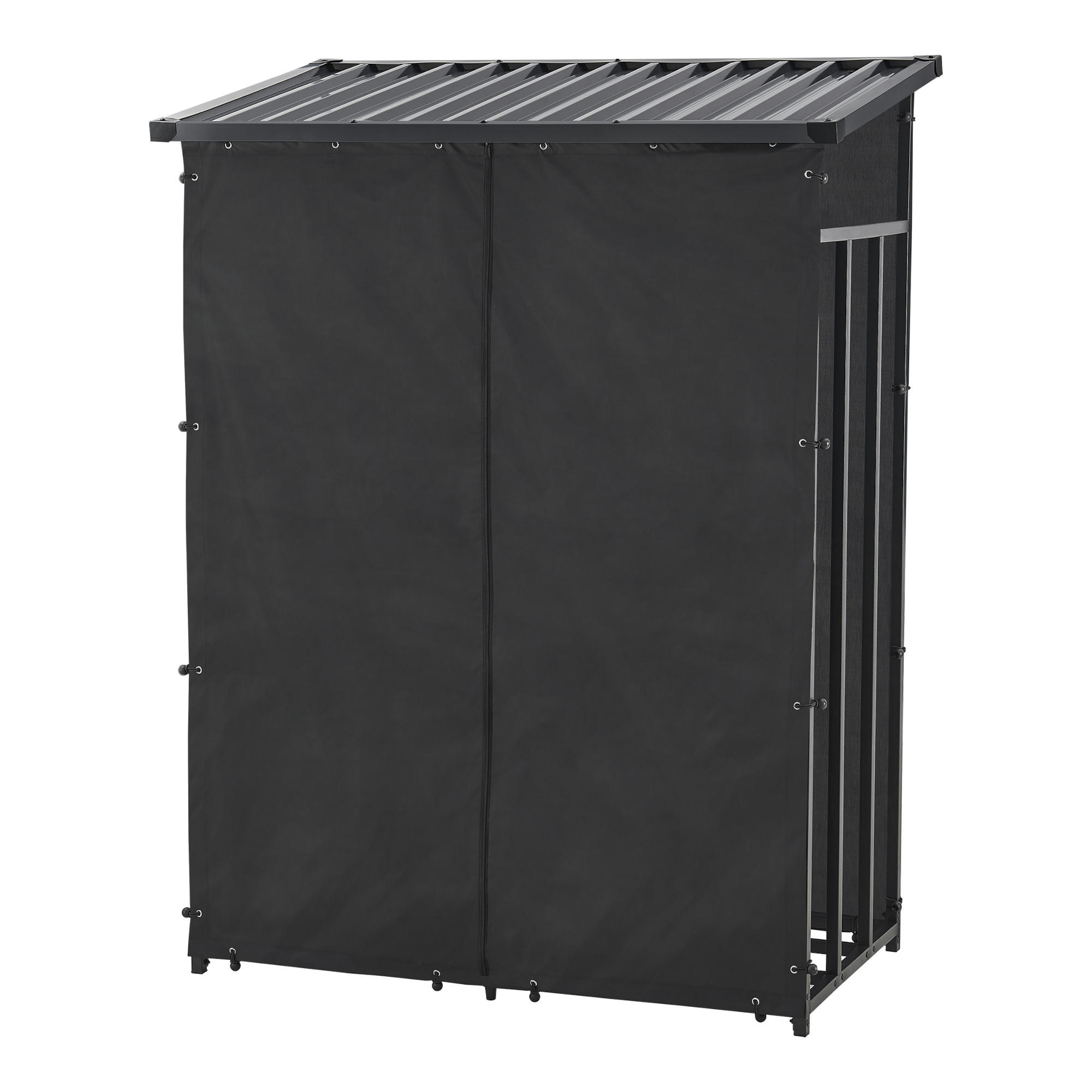 BRENNHOLZREGAL Yakutat - Schwarz, Textil/Metall (130/185/70cm) - casa.pro