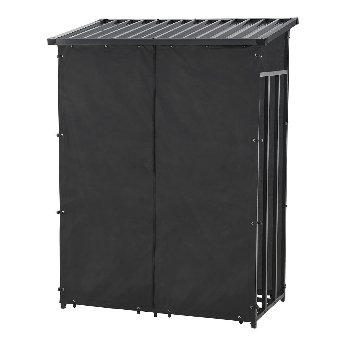 BRENNHOLZREGAL Yakutat - Schwarz, Textil/Metall (130/185/70cm) - casa.pro