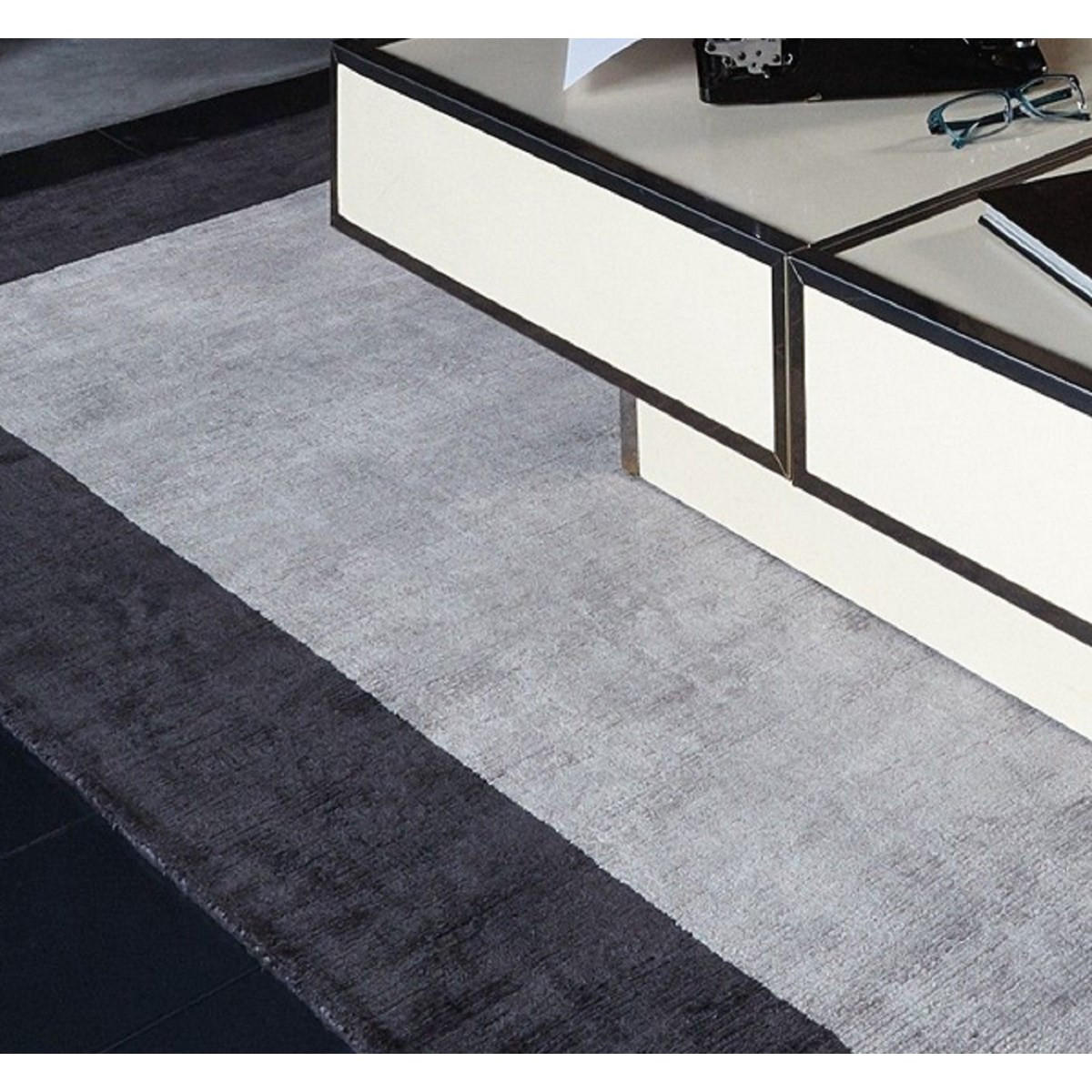 TEPPICH Einfarbiger handgefertigter mit Kanten LAME Grau 150 x 150 cm - Grau, Textil (150/150cm) - Novatrend