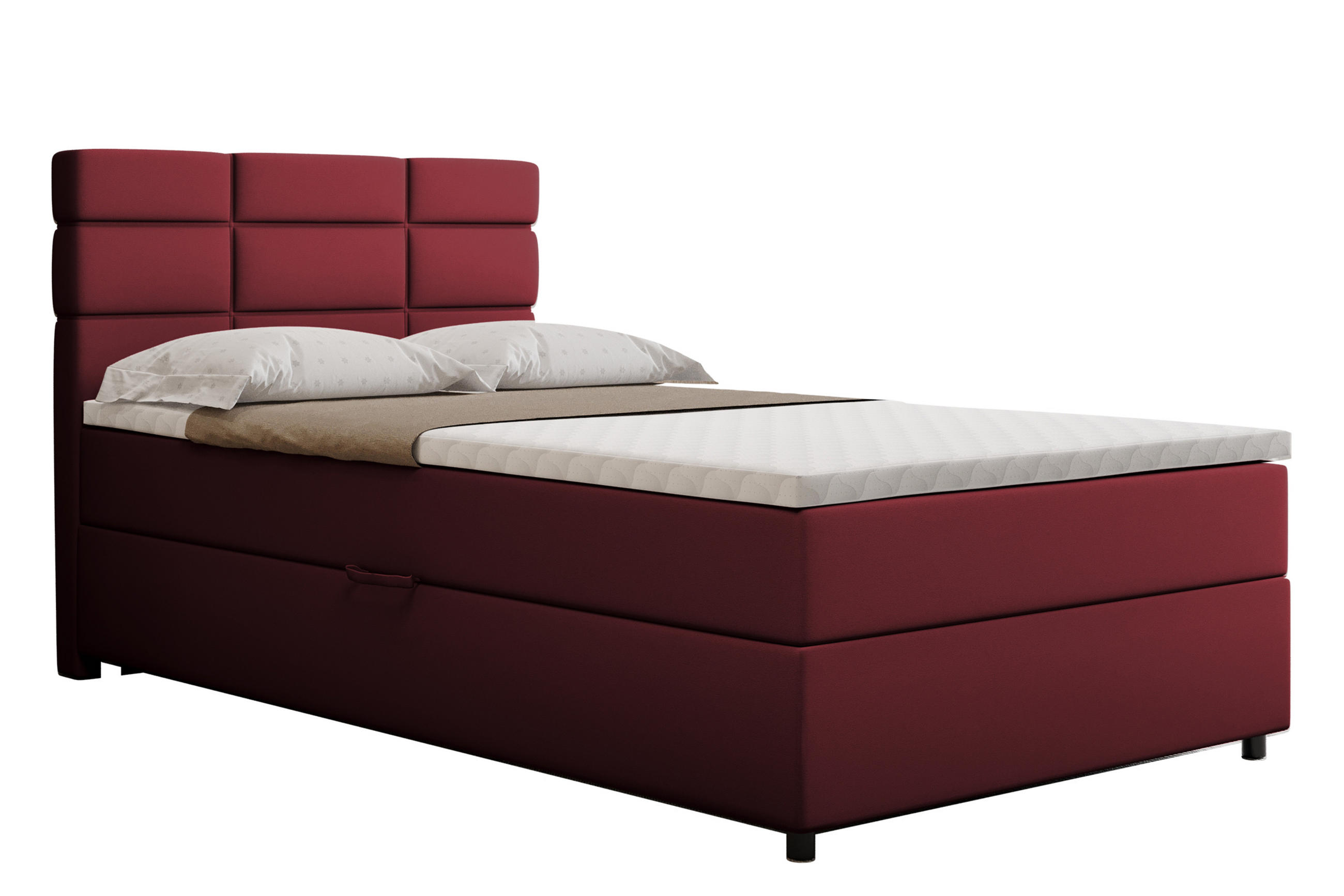 BOXBETT Reve 120 x 200 cm mit Bettkasten und Lattenrost ohne matratze - rot - Rot, Holz (120/200cm) - Homesy