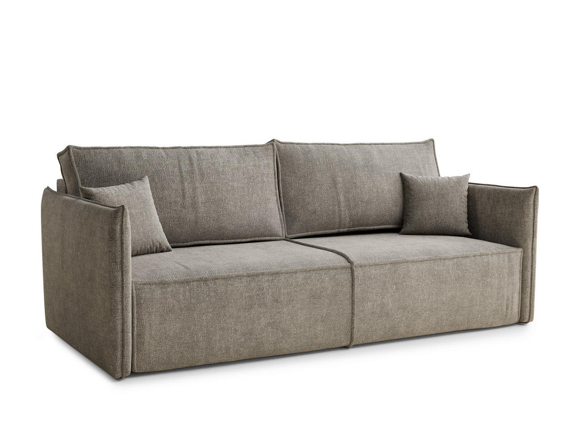 SOFA MIT SCHLAFFUNKTION Obra Braun Chenille-Stoff - Schwarz/Braun, Holz/Holzwerkstoff (220/70/107cm) - Maison de Reve