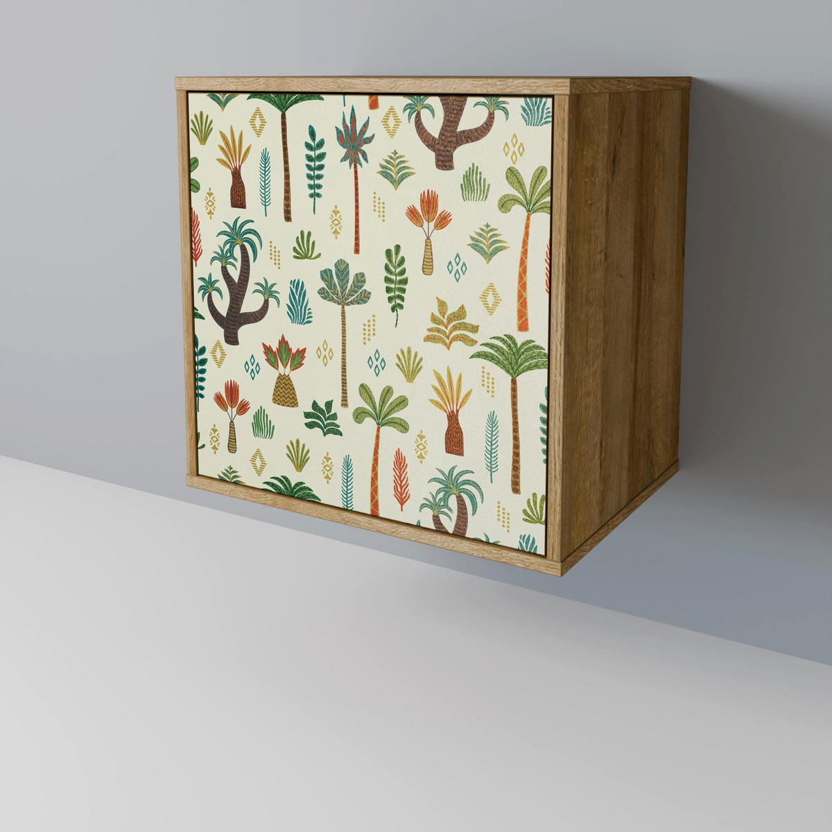 SIDEBOARD PALM SPRING, Eichefarben, 57,5x42x75,5 cm, Goldfarbene Metallfüße - Eichefarben/Goldfarben, Holzwerkstoff/Metall (57.5/75.5/42cm) - SpaceRebels