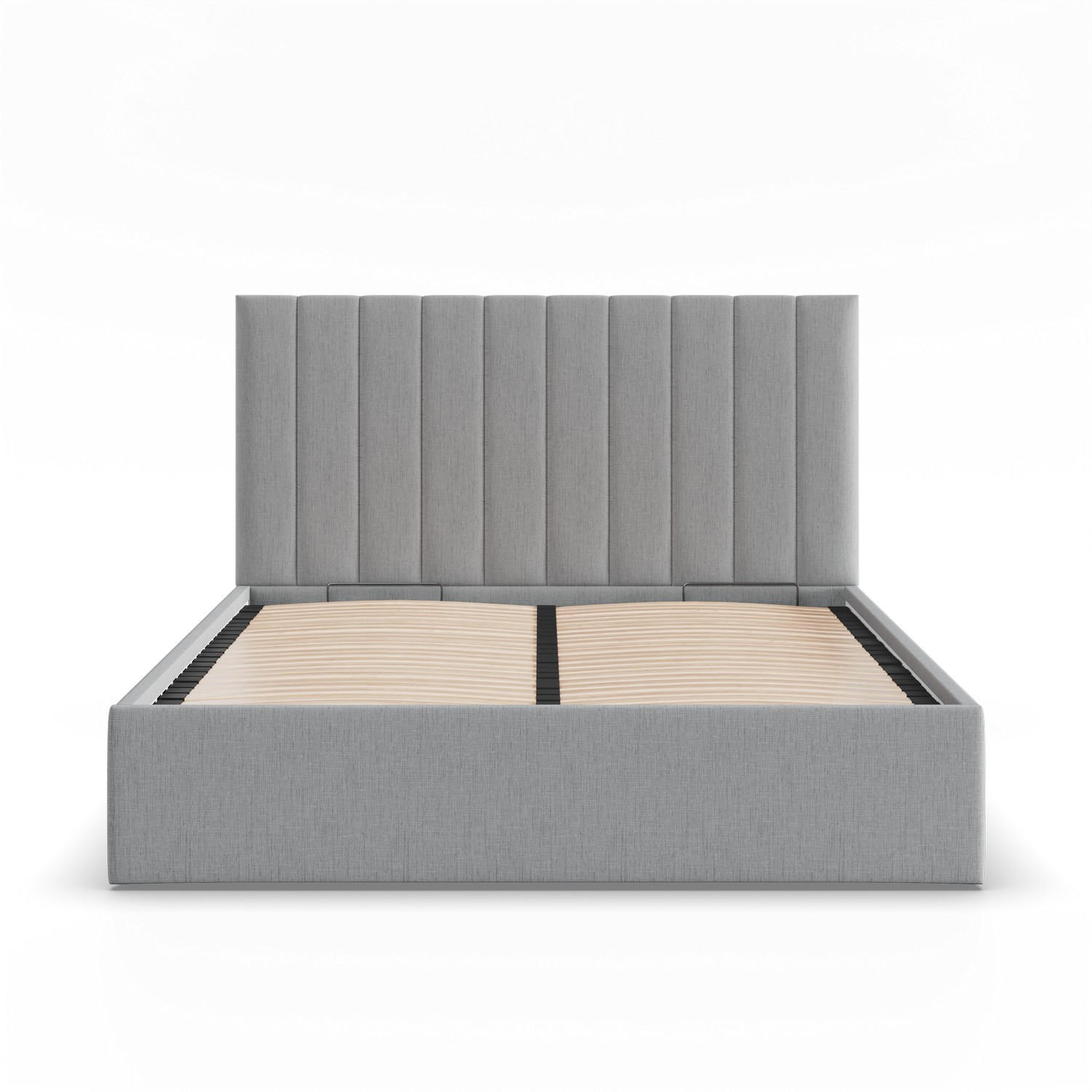 POLSTERBETT MIT KOPFTEIL 160x200 mit Bettkasten POLLA, Grau - Hellgrau, Textil (160/200cm) - Mebligo