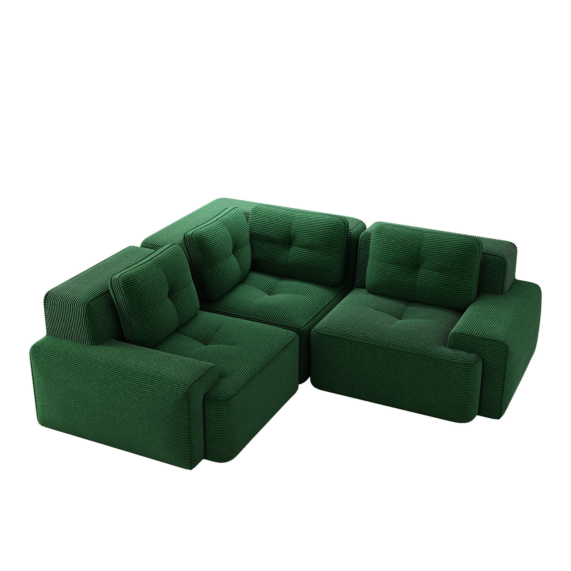 ECKSOFA DE-34221 modular mit Tiefsitz Grün - Grün, Textil (104/177cm) - ComfortXL