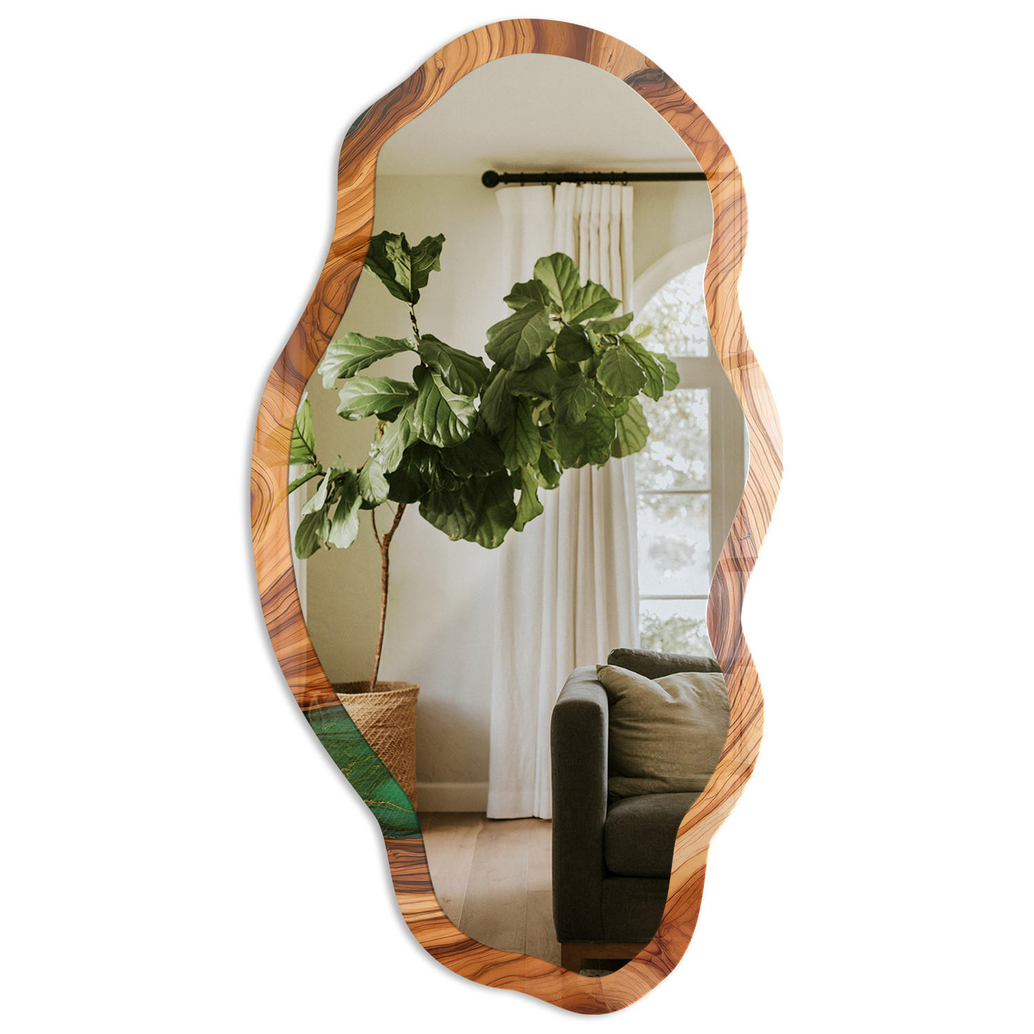 SPIEGEL 90x45 cm asymmetrisch mit Druck - Mineralmuster - Transparent, Glas (45/90/0.4cm) - TULUP