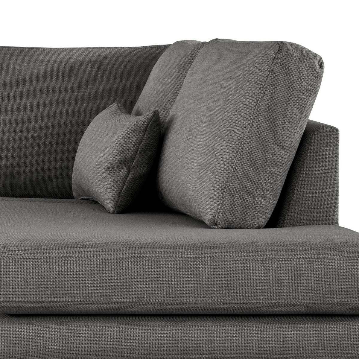 ECKSOFA mit Ottomane - Dunkelgrau/Buchefarben, Buchenholz/Textil (287/219cm) - home24