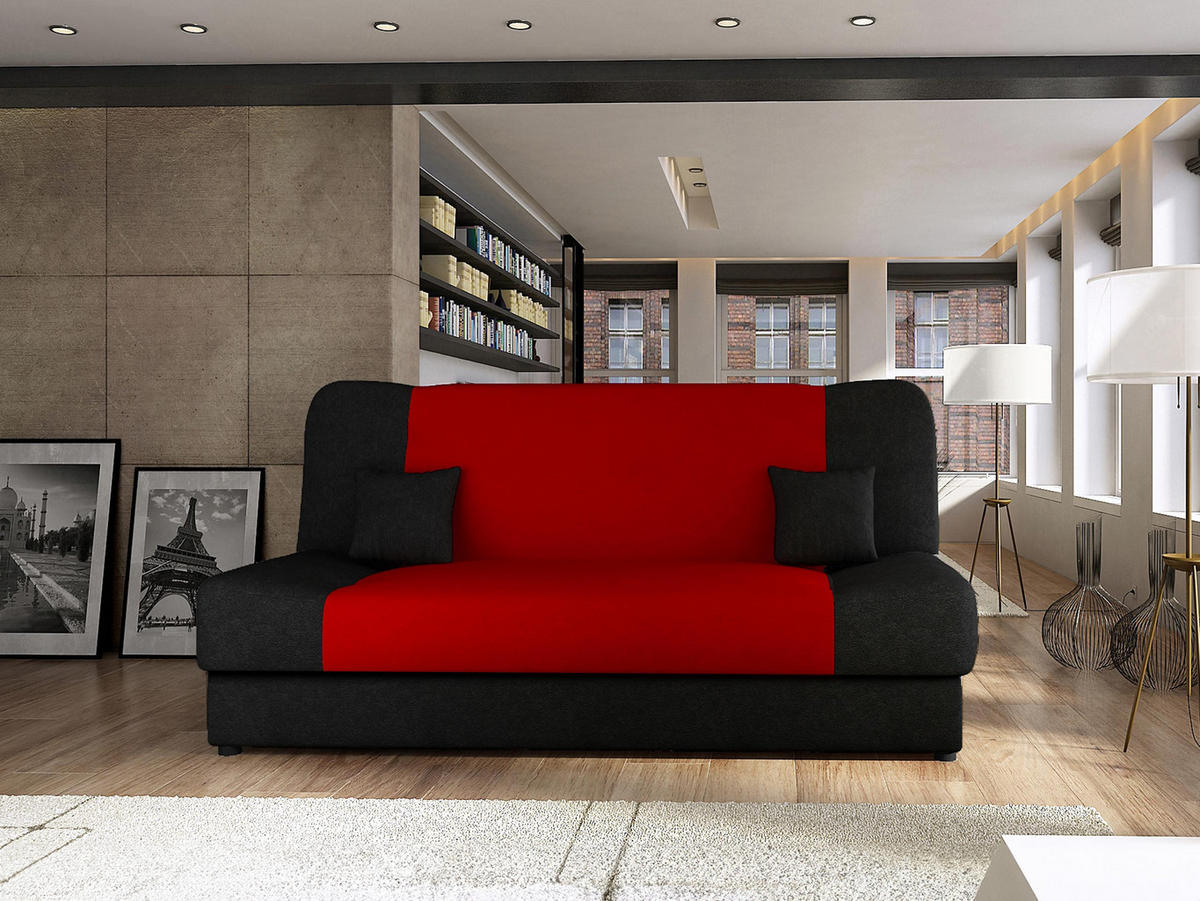 SCHLAFSOFA Jonas Style - Rot, Holz/Textil (195/86/87cm)
